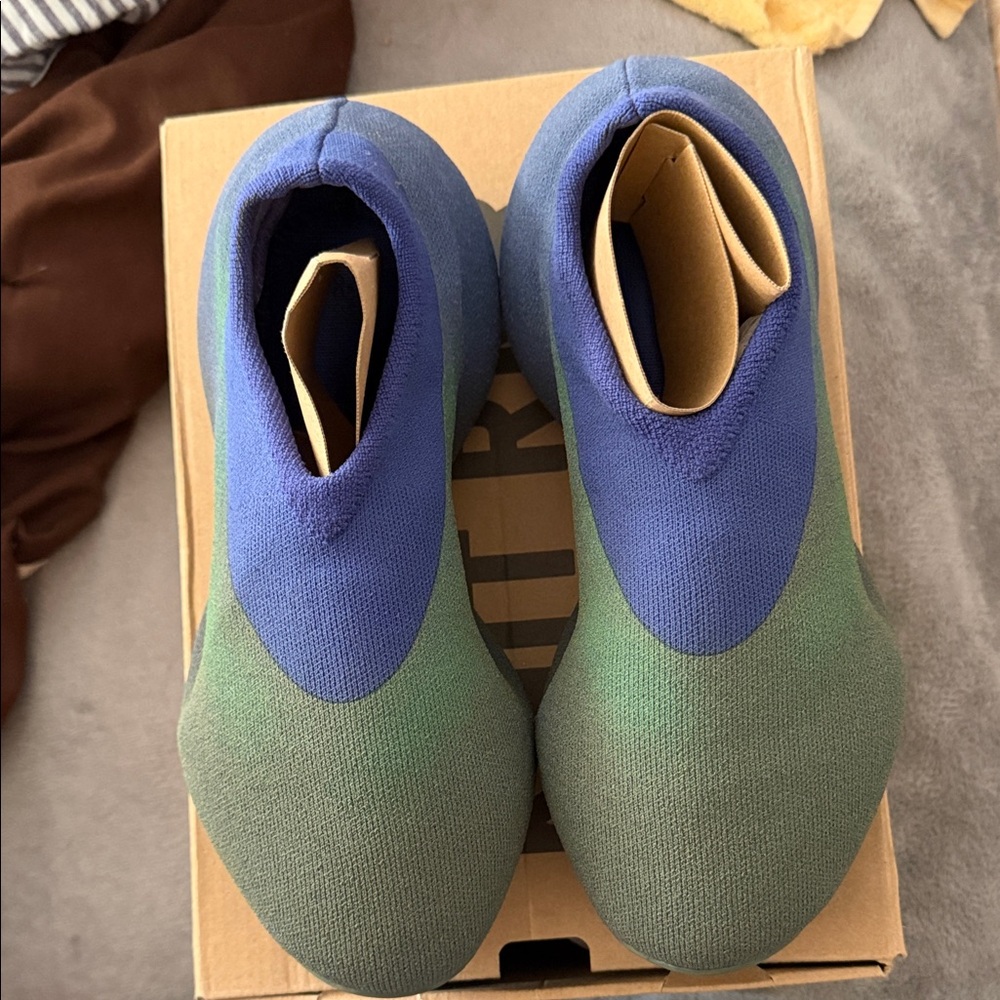 Yeezy Blue and Green Athletic Shoes